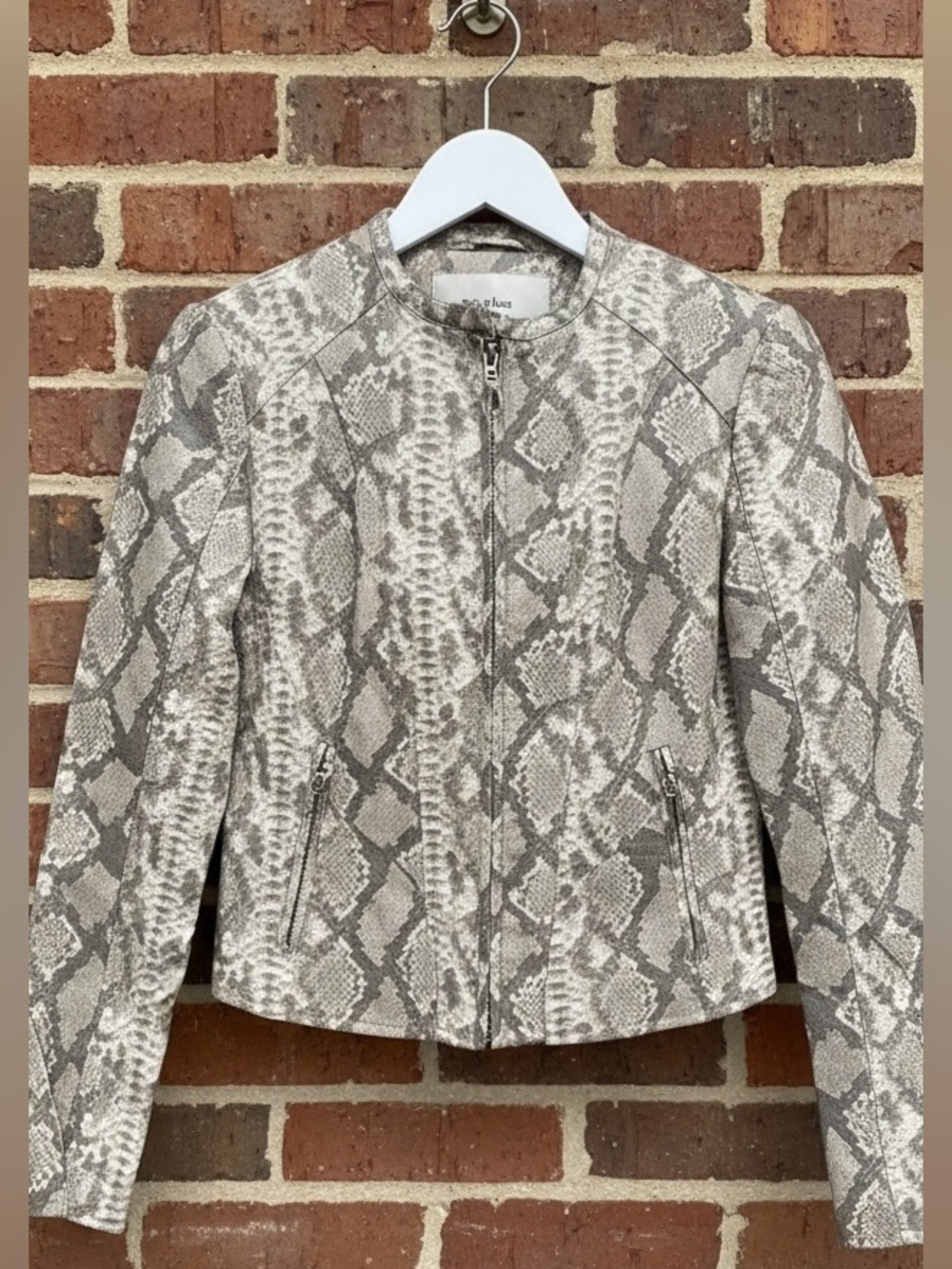Le Château Snake Print Faux Leather Zip Jacket Size S